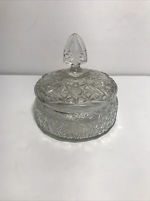 Buy Vintage Pressed Clear Glass Vintage Candy/Powder Dish With Lid  5” Tall 4.5” Dia • 7.54£