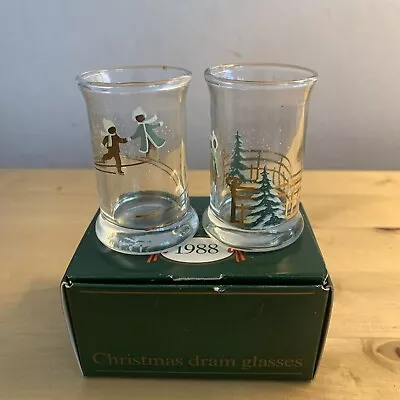 Buy 2 Holmegaards Juledramglas 1988 Christmas Dram Glasses In Original Box Vintage • 10£