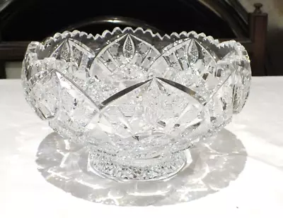 Buy Vintage Cut Glass Lead Crystal Fruit Bowl Bohemia Stars Czech 21.5 Cm Dia • 18£