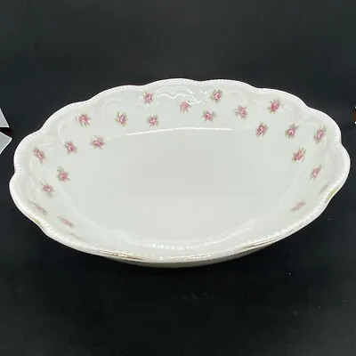 Buy Vintage Czechoslovakia Rose Pattern Serving Bowl With Scalloped Edge • 24.50£