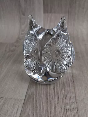 Buy Daum France Glass Owl Head Paperweight 9cm Tall • 25£