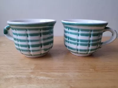 Buy 2 Vintage Austrian Gmundner Keramik Green Flamed / Dizzy Coffee / Tea Cups Vgc • 22.45£