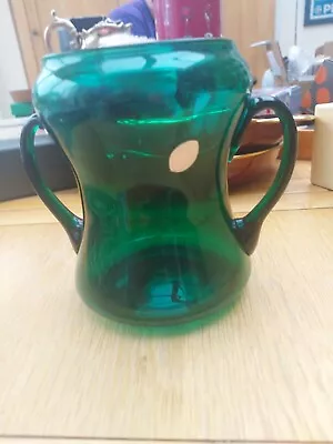 Buy Art Deco Green Italian Glass Two Handled Vase • 12.99£