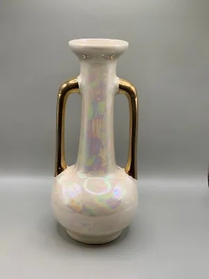 Buy Pioneer Pottery Company USA Gold Double Handled Iridescent Bud Vase 6 1/8 Tall. • 15.30£