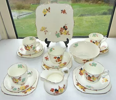 Buy Vintage Tuscan China Cream Floral 3841A 18 Pc Cups Saucers Plates C1940 • 25£
