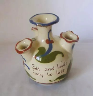 Buy Devon Motto Ware Tulip Vase: Scandy Pattern   Gold And Lands May Be Lost..  • 12£