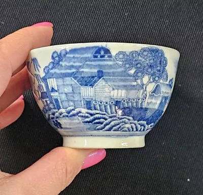 Buy An Antique 18thC Georgian Blue And White Tea Cup By New Hall Trench Pattern • 10£