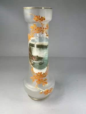 Buy Victorian Niagra Falls Souvenir Enamel Vase Flowers Vintage Bohemian Harrach • 232.07£