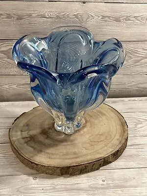 Buy Vintage Bohemian Cut Glass Crystal Bowl/vase Opal Blue • 44.99£