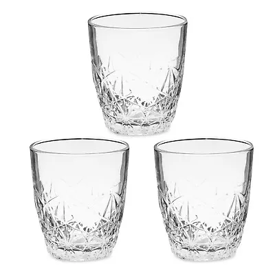 Buy 3-Piece Bormioli Rocco Dedalo 26cl Liquor Whiskey Glass Set Crystal Cut Design • 5.95£