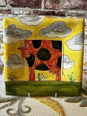 Buy Vintage Studio Pottery Sgraffito Bull Cow Signed Wall Plaque Plate Rare  • 19.99£