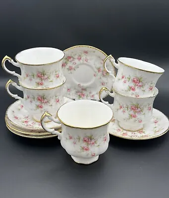 Buy Vintage Paragon Victoriana Rose Teacups & Saucers X 5 Bone China Pink Floral • 29.99£