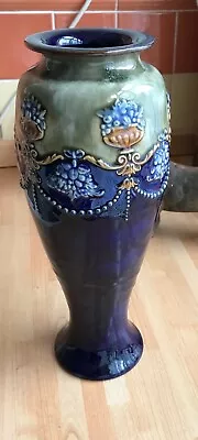 Buy Royal Doulton Art Nouveau Burslem Blue Stoneware Vase • 90£