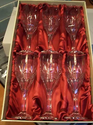Buy Galway Crystal 6 X Kells Wine Goblet Set.  Boxed.   ( Box  Damaged )  8 1/2 Inch • 29.99£