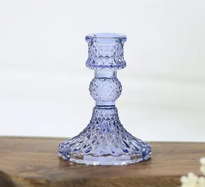 Buy Paisley Candle Holder Christmas Glass Taper Dinner Candlestick Home Decor Blue • 6.99£