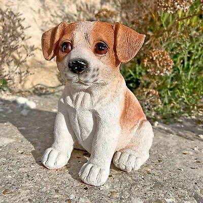 Buy Jack Russell Puppy Dog Garden Ornament Brown Outdoor Animal Statue Pet • 14.99£