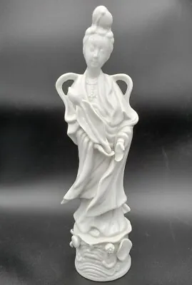 Buy Vintage JAPANESE 12  White Porcelain Kannon Goddess Of Mercy Holding Flower  • 14.23£