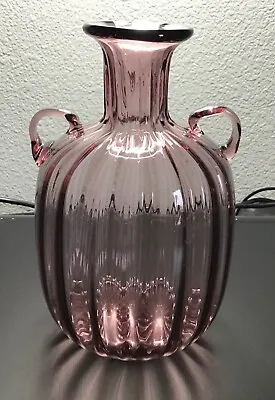 Buy Amethyst Hand Blown Glass W/handles - Fluted Vase 6  Height • 23.14£
