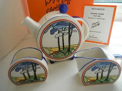 Buy CLARICE CLIFF   BLUE FIRS    TEA SET  By WEDGWOOD - MINT/CERT/BOXED • 225£
