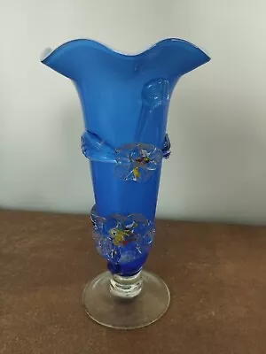 Buy Vintage Murano Style, Blue Glass, Floral Vase  22cm Tall • 11.95£