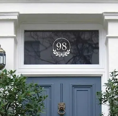 Buy Butterfly Wreath House Number Vinyl Sticker Window Victorian Front Door Fanlight • 4.99£