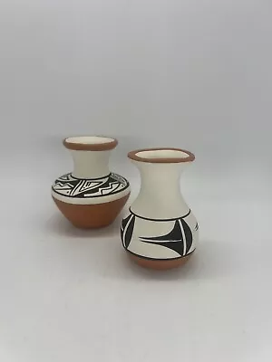 Buy UTE Mountain Native American Art Pottery Pair Vases Ceramic Signed Terracotta 3” • 36.05£