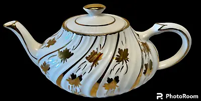 Buy Vtg Arthur Wood Teapot Gold Leaves Ribbed Georgian 4833 England Excell. Cond. • 21.62£
