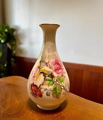 Buy Noritake Nippon Toki Kaisha Hand Painted Artist Signed Bone China Floral Vase • 85.35£