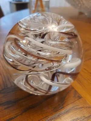 Buy Vintage Langham Swirled Glass Paperweight Burgundy And White  • 9.99£
