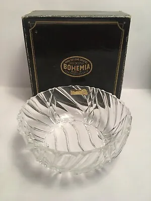 Buy Vintage Hand Cut Lead Crystal Bohemia Bowl 24% Lead Made In Czechoslovakia Glass • 47£
