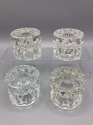 Buy Set Of 4 Vintage Clear Glass Dinner Candle Holders • 19.99£