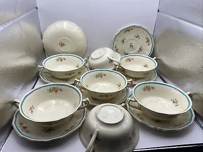 Buy Rare 1930 Alfred Meakin Astoria Shape Blue Ring Marigold Flat Cup And Saucer Set • 94.87£