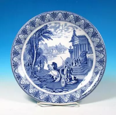 Buy Cauldon China Antique Chariot English Blue & White Transfer Dinner Plate C 1920s • 37.40£