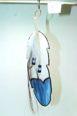 Buy 9  L Stained Glass EAGLE FEATHER Suncatcher For Window Handmade In USA #51 • 24.89£