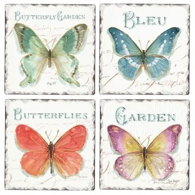 Buy Highland Home Rainbow Butterflies Garden Absorbent Stoneware Coasters Set Of 4 • 18.94£