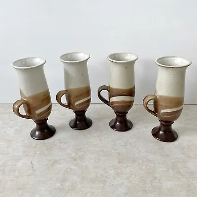 Buy Vintage Otagiri Irish Coffee Mugs Set Of Four Brown Stoneware Pedestal Base • 28.41£