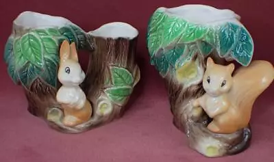 Buy Hornsea Pottery Fauna Royal Rabbit Double Posy Vase #25 Squirrel Posy Vase #26 • 9.99£