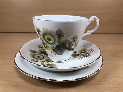 Buy Vintage Bone China Tea Cup Saucer Plate Trio Colourful Pansies Flowers Yellow • 8.99£
