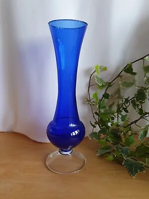 Buy Vintage Cobalt Blue Tall Glass Vase • 4.99£
