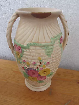 Buy Vintage Art Decor Arthur Wood DEE Floral Vase Large With Handles Made In England • 39£