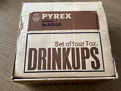 Buy Vintage Pyrex Set Of Four 7oz Drinkups Drinking Cups In Original Box • 18£