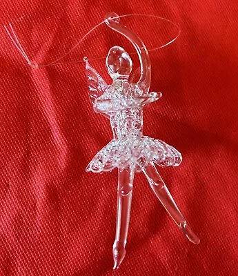 Buy Vintage Hand Blown Clear Glass Ballerina W Angel Wings Christmas Ornaments • 14.35£