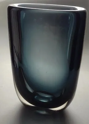 Buy 60's Whitefriars Glass Geoffrey Baxter 9654 Cased Glass Indigo 16.5cm Oval Vase • 70£