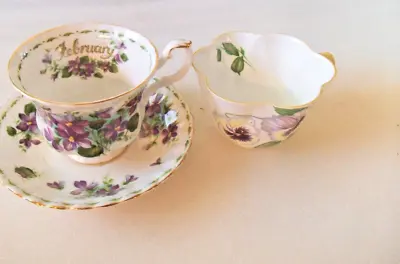 Buy Vintge CUP & SAUCER Royal Albert Flower Of The Month VIOLETS + SHELLEY Cup Pansy • 23.97£