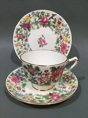 Buy Crown Staffordshire Bone China “ Thousand Flowers “ Tea Cup, Saucer & Plate Trio • 8.95£