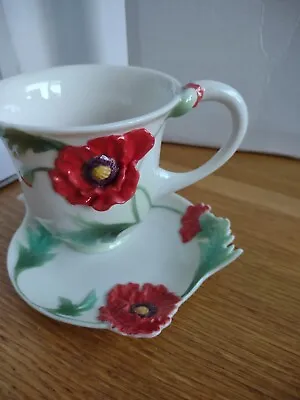 Buy Franz POPPY Cup And Saucer Set FZ00523 - Perfect Condition BOXED • 65£