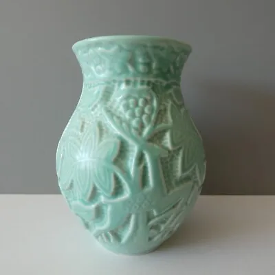 Buy Vintage Crown Devon Vase Mint Green Art Deco Modernist A303 Leaping Stag Deer • 29.99£