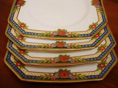 Buy Set Of 4 Art Deco Floral Highly Gilded Standard China Tea Plates • 12.70£