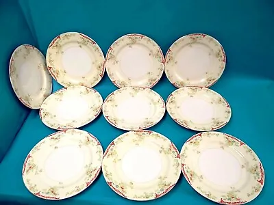 Buy Vintage Set Used MS Made In Japan Floral Red Pattern Serving Plates Dinnerware • 37.86£