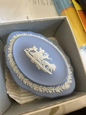 Buy Vintage Pale Blue Wedgewood Jasperware Lidded Candy Box • 15£